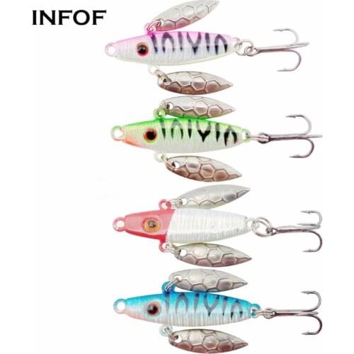 INFOF 8 pieces Ice Fishing Lure 73g/50mm Winter Fishing Bait Ice Spinnerbait Night Fishing Gear Metal Spoon Carp Leurre Bait