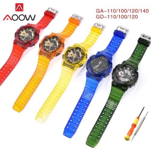 Transparent Strap Bezel for Casio G-SHOCK GA-100 GD-110 120 Sport Waterproof TPU Replacement Bracelet Watch Band Protective Case