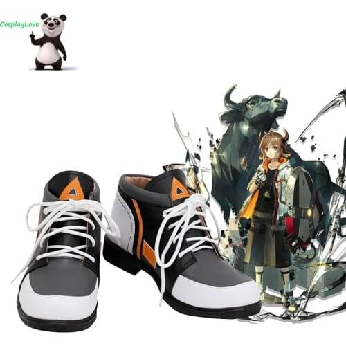 Arknights Bison Gray Shoes Cosplay Long Boots Leather Custom Made For Party Christmas Halloween