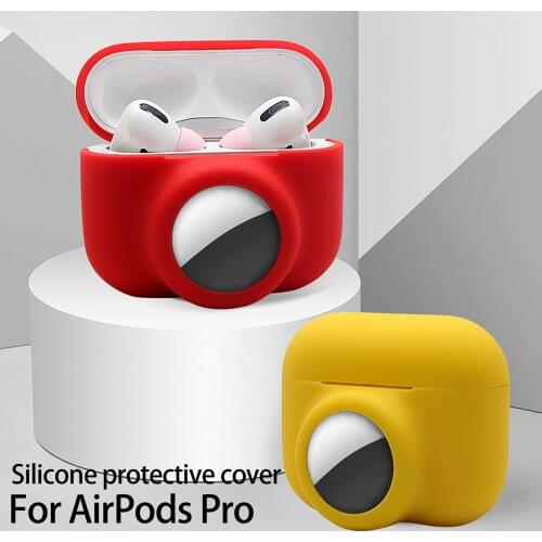 2 in 1 Silicone Case AirTags Case Cover For AirPods Pro Earphones Loss Prevention Case Accessories Skin Protective Sleeve STOCK
