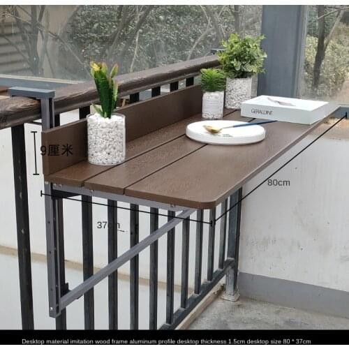 Balcony railing hanging table Folding convenient hanging computer table home bar counter Creative lifting folding desk