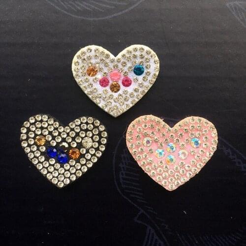 10Pcs 3CM Pink White Rhinestone Heart Shape For DIY Making ChildrenS Dress Caps Decoration Sewing Clothes Accessories