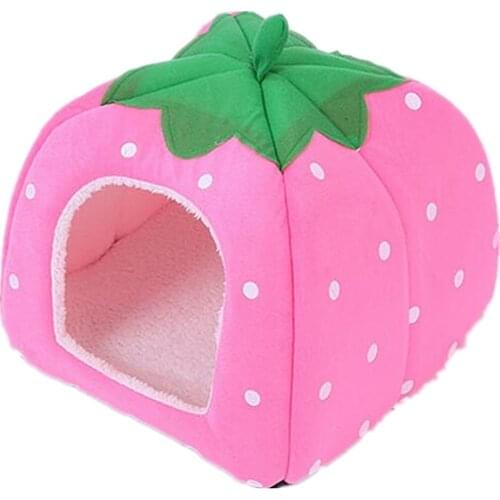 Pet Supplies Pet House Cute Soft Strawberry Pet Dog Cat Rabbit Bed House Kennel Doggy Warm Cushion Doghouse