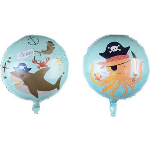 10pcs/lot 18 inch Pirate Shark Octopus Foil Balloons Sea Animal Favor Balloon Inflatable Globos Birthday Party Decorations