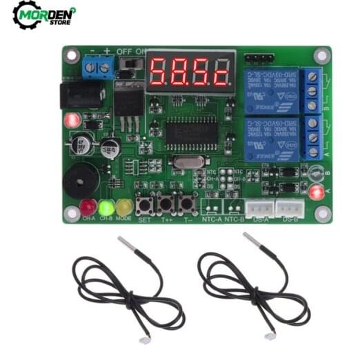 High Precision Digital Display Intelligent Temperature Controller with Dual Waterproof Probe Cooling Thermostat Thermoregulator