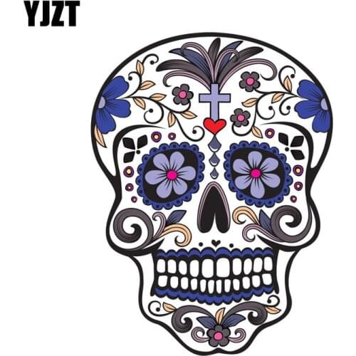 YJZT 8.9CM*11.8CM MEXICAN SUGAR SKULL Romantic Purple Reflective Car Sticker C1-7133