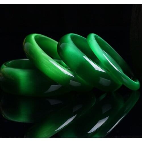 Genuine Bright Green Natural Cat Eye Stone Crystal Bangles Women Lucky Gift Help Marriage Crystal Bracelet Jewelry Joursneige