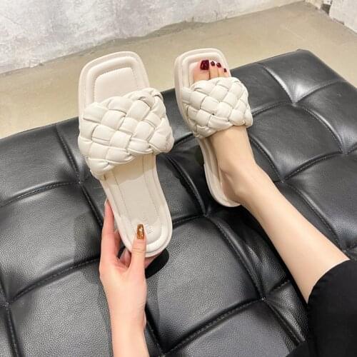 Women Flats Platform Sandals 2021 Summer Rome Slides Shoes Slippers Fashion Braided Outdoor Sandals Elegant