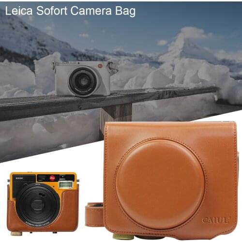 Hard Case For Camera Sofort Vidicon Bag In Brown Color With Shoulder Strap Large Capacity Camera Protection Package