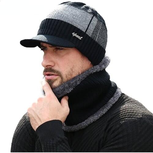 2022 Winter Hats For Men Skullies Beanie Hat Winter Cap Men Women Wool Scarf Caps Set Balaclava Mask Gorras Bonnet Knitted Hat