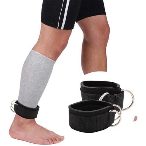 1Pair Men Women Sport Adjustable Padded Ankle Straps Buckle with 2 D-rings Gym Leg Ankle Cuffs Power Weight Lifting Fitness Rope