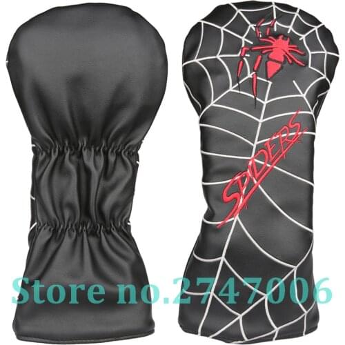 1pc Black Leather with Spider Embroidery Golf Club Driver Head Cover Driver Wood Cover