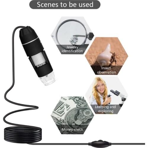 2MP 1080p 3 in 1 USB Type-C Micro-USB 1000X Microscope Magnifier Camera Video Endoscope for android- Phone OSX Windows PC