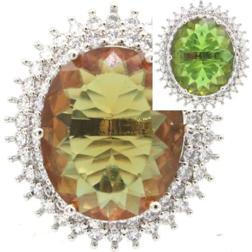 22x14mm SheCrown New Statement Owl 3.4g Violet Tanzanite Tourmaline CZ Girls Daily Wear 925 Sterling Silver Rings