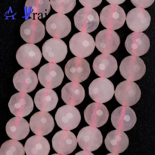 8mm Natural Stone Beads Faceted Pink Crystal Round Loose Spacer Beads For Jewelry Making DIY Bracelet Necklace Accessories 15"