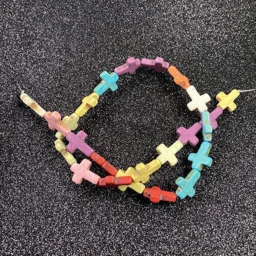 Colorful Cross Shape Turquoises Beads For Jewelry Making DIY Bracelet Necklace Loose Beads Craft Accessory Gifts For Women