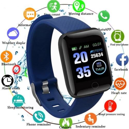 Fitness Sport Smart Bracelet Watch Color Screen Heart Rate Blood Pressure Monitoring Track Movement Waterproof 116 PLUS TSLM