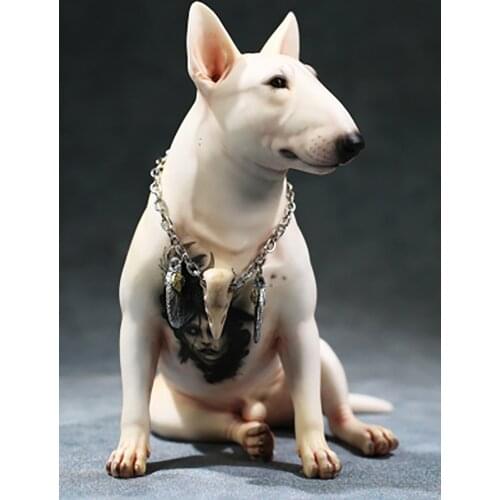 Mr.Z 1/6 Simulation Tattoo Bull Head Terrier Model 14cm Net Red Bull Head Terrier Tattoo Dog Animal Tide Play Decoration Gift