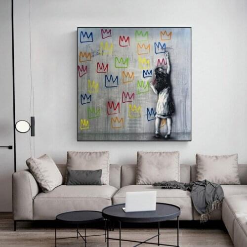 Cute Girl Graffiti Art Painting on Canvas Posters and Prints Street Wall Art Cuadros odern Home Decor Picture for Living Room