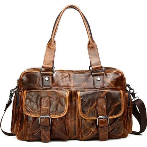 2017 new oil wax leather men bag shoulder bag, Messenger bag