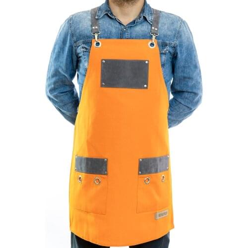 Mens Apron Bib Chef Kitchen Apron Barista Apron Bartender Coffee Restaurant Cooking Apron with Pockets