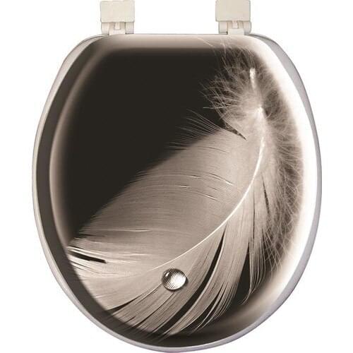 Patterned Soft Toilet Seat Cover Black Toilet Seat - Gray Feather Pattern - Узорчатый мягкий чехол на сиденье для унитаза Черный