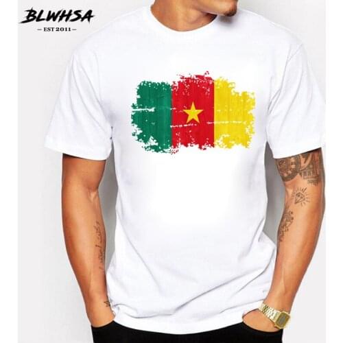 BLWHSA Newest T-shirt for Men Cameroon National Flag Nostalgic Style Prints Tshirts Men Hipster T Shirt Hip Hop Cotton Tops