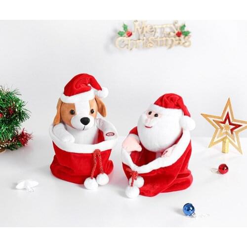 2021 New Year Peekaboo Santa Claus electric plush toy can sing and dance Children Christmas gifts Home Christmas decoration