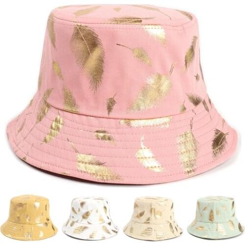 Men Casual Bucket Hat Unisex Cotton Golden feather Fisherman Hat Women Outdoor Foldable Sun Hat Couple Trucker Cap Personality