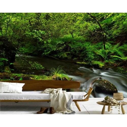 Papel de parede Forests Stones Stream Moss Nature 3d wallpaper mural,living room TV sofa wall bedroom wall papers home decor bar