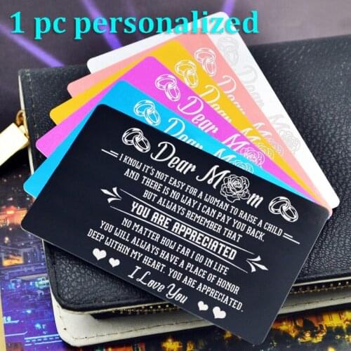 Personalized Metal Wallet Card Insert Custom Laser Engraved Message Card Romantic Gift Hand Writting Love Greeting Card KP018