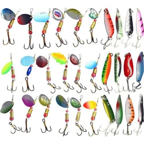 New 30pcs/lot hot sale Fishing Lures Fishing spinner bait Tackle paillette spoon Lures Mix Color Free shipping