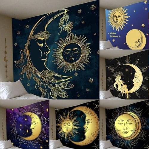 Sun and Moon Psychedelic Bohemian Wall Hanging Bedroom Background Decoration Tapestry 95x73 Decoration Mural Large Beach Towels