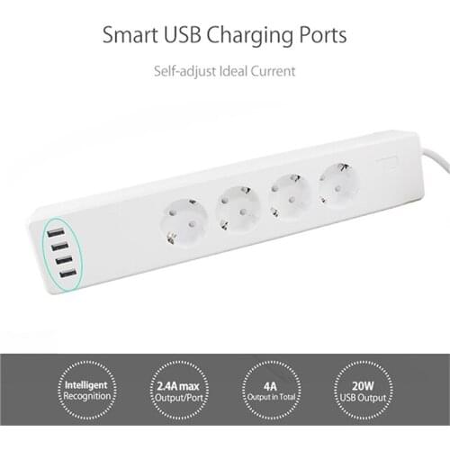 WiFi Smart Power Strip Intelligent Plug Wireless Timer Remote Control by Smartphone for Android iOS Google Home Amazon Alexa 19M
