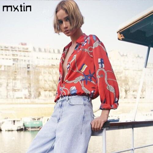 Vintage Spring Print Looes Women Blouses 2021 Fashion Button Laper Collar Office Ladies Shirts Casual Tops Blusas Mujer