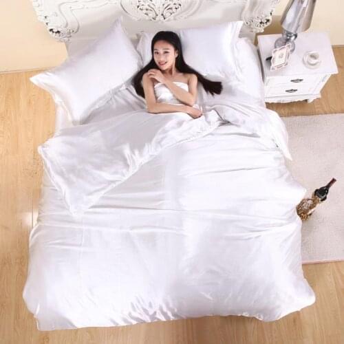 High-grade Solid-color Satin Bedding Set Sheet Luxury Duvet Cover High Quality Comforter Cover Quilt Linen