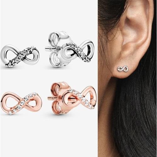 2020 New 925 Sterling Silver Pan Earring Shining Eternal Symbol Earrings For Women Wedding Gift Fashion Jewelry