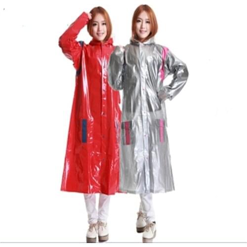 Womens Trench Coat Long Red Silver Thick Super Big Trench Rain Coat Travel Winter Camping Rain Poncho Chubasquero Mujer
