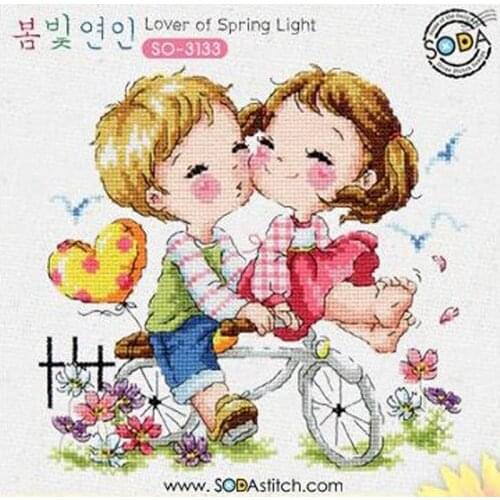 Gold Collection Lovely Counted Cross Stitch Kit Lover of Spring Light Boy and Girl Childhood Love SO
