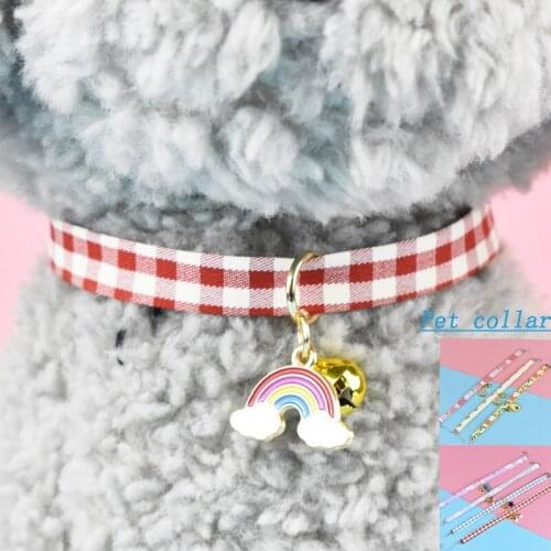 1pc Pet Collar Ornaments Bells Fruit Lattice Flower Rainbow Cute Dog Cat Collar Adjustable Pet Supplies Accessories For Home Pet