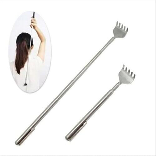 1Pc Silver Portable Old Man Back Scratcher Stainless Steel Extendable Telescopic Grip Tickle Massagers Tools Convenient Tool