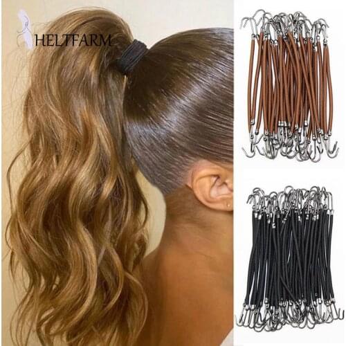 10pcs Ponytail Rubber Elastic Hook Hair Bands For Women Gum Hooks Hair Accessories Hair Ties Styling Tools Holder Bungee Bands