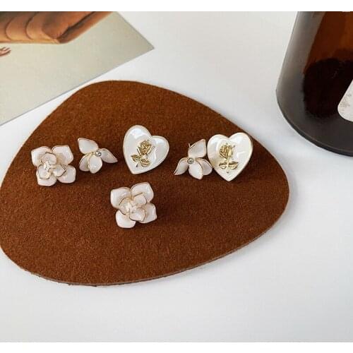 12 pair/lot wholesale fashion jewelry accessories metal enamel cute flower earrings