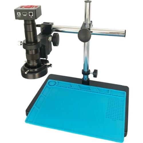 180X 300X C-Mount lens microscopio 21MP 1080P 60FPS CMOS HDMI USB SMD soldering microscope camera + 360 adjustable am support