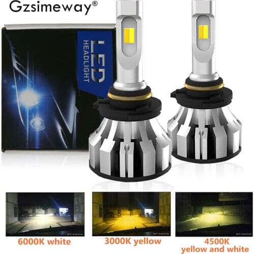2PCS car led light H4 H1 H7 H11 9005 HB3 9006 HB4 H3 881 D2S LED headlamp bulbs 12V 6000K 3000K 4300K Tricolor 55W auto fog lamp