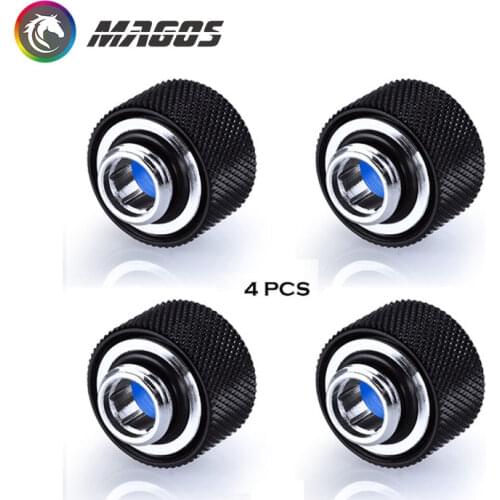 4PCS Silver/Black kit Anti-dropping hard pipe compression fittings for hard pipes OD14MM PC water cooling fittings MA-FTHTJ-L14