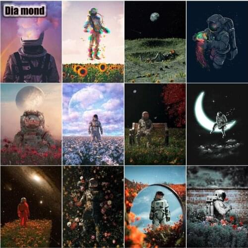 5D DIY Diamond Painting Astronaut Spaceman Space Scenery Full Square Round Drill Astronaut Embroidery Cross Stitch Home Decor