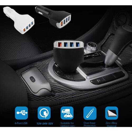 Car Phone Charger with 4 USB Port Quick Charge 3.0 for iPhone Samsung Xiaomi Redmi Huawei Universal Cellphone Charge 12V-32V