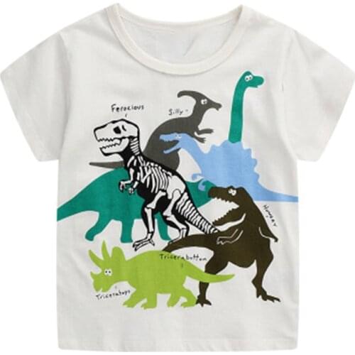 Bambino 2-7Years Little Boys Dinosaur Clothing 2021Baby Tees Pure Cotton New Summer Children Tops Dinosaur T-shirts Clothes
