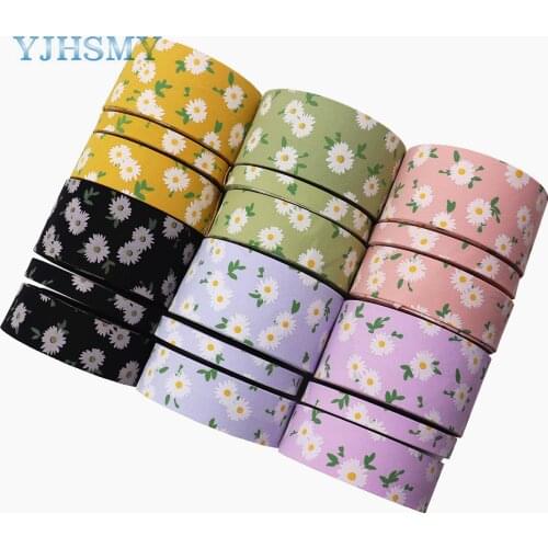 Flower Ribbon Double Face Fabric Ribbons 5 Yds for Gift Package Wrapping Floral Design Hair Bow Clip Making Crafting Sewing